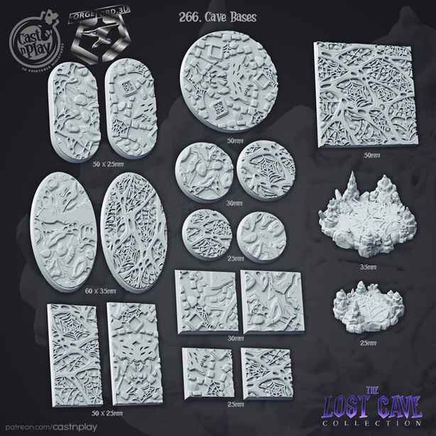 Cave-Bases-CastNPlay-The-Lost-Cave-Collection-October-base-texture-diorama-fantasy-tabletop-RPG-3D-miniatures