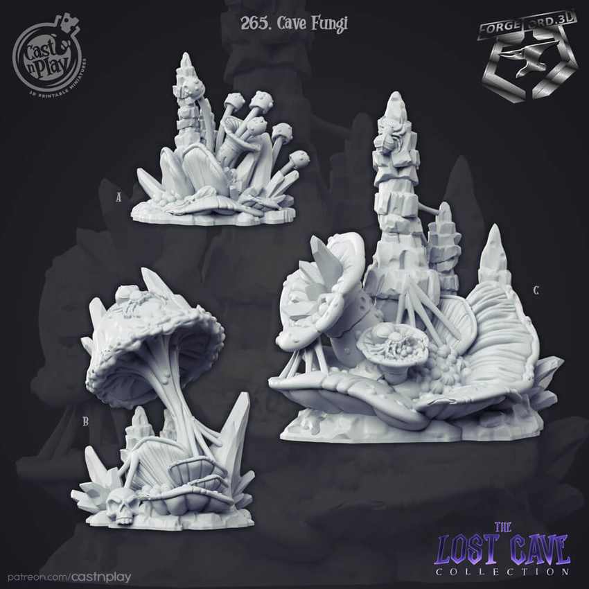 Cave-Fungi-CastNPlay-The-Lost-Cave-Collection-October-decor-fantasy-tabletop-RPG-3D-miniatures
