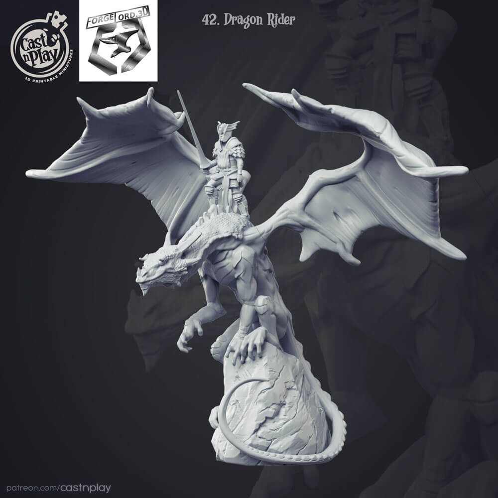 Dragon-Rider-CastNPlay-figurines-fantasy-tabletop-RPG-3D-miniatures