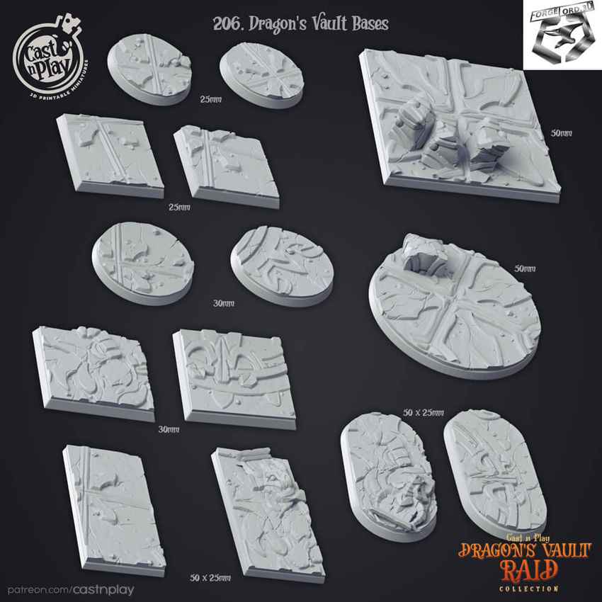 Dragons-Vault-Bases-CastNPlay-Dragon-Vaults-Raid-Collection-base texture-diorama-fantasy-tabletop-RPG-3D-miniatures