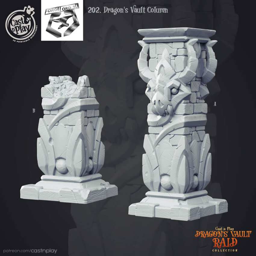 Dragons-Vault-Column-CastNPlay-Dragon-Vaults-Raid-Collection-decor-fantasy-tabletop-RPG-3D-miniatures