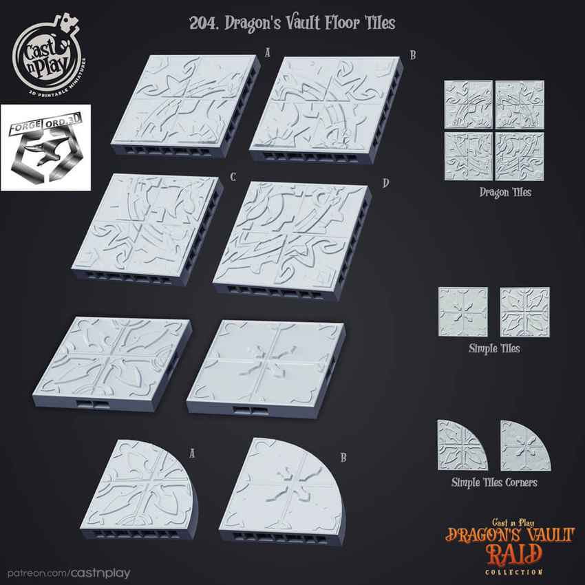 Dragons-Vault-Floor-Tiles-CastNPlay-Dragon-Vaults-Raid-Collection-decor-fantasy-tabletop-RPG-3D-miniatures