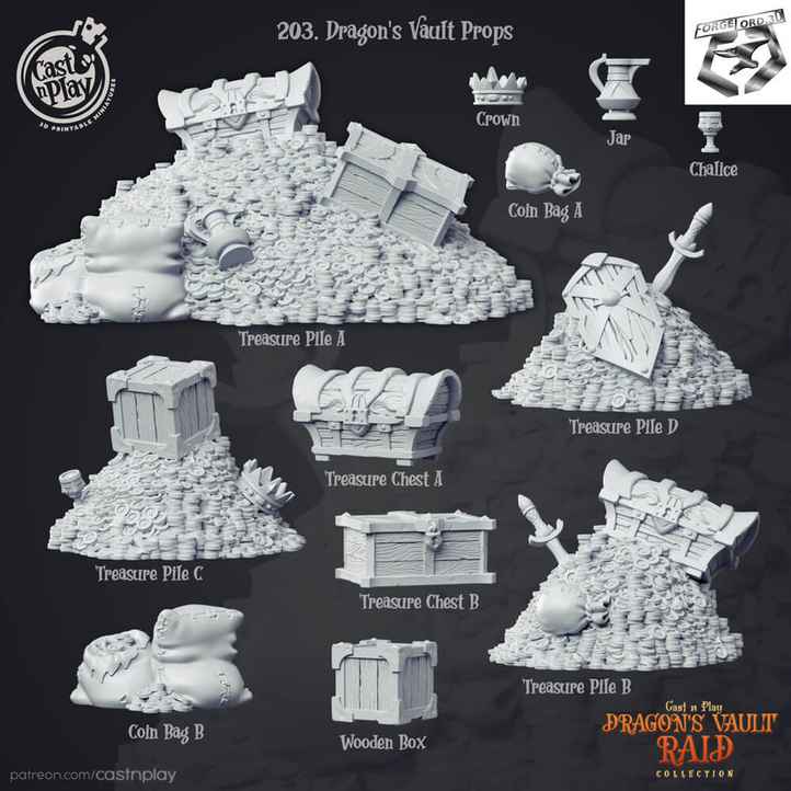 Dragons-Vault-Props-CastNPlay-Dragon-Vaults-Raid-Collection-decor-fantasy-tabletop-RPG-3D-miniatures