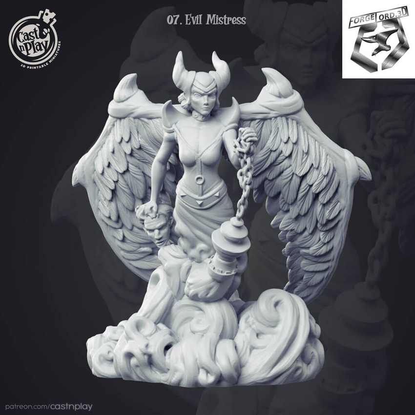 Evil-Mistress-CastNPlay-figurines-fantasy-tabletop-RPG-3D-miniatures