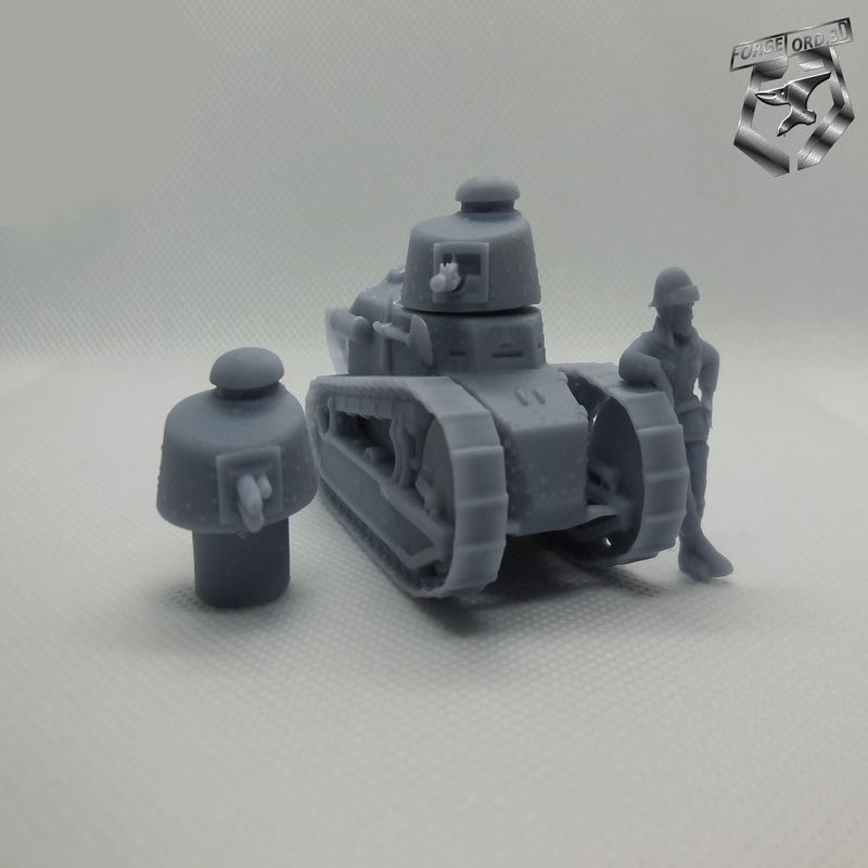 FT17 and his Pilot-Eskice-Miniature-WWII-historical-vehicule-figurine-3d-miniatures-tabletop-rpg