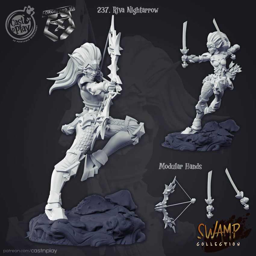 Riva-Nightarrow-CastNPlay-Swamp-Collection-figurines-fantasy-tabletop-RPG-3D-miniatures