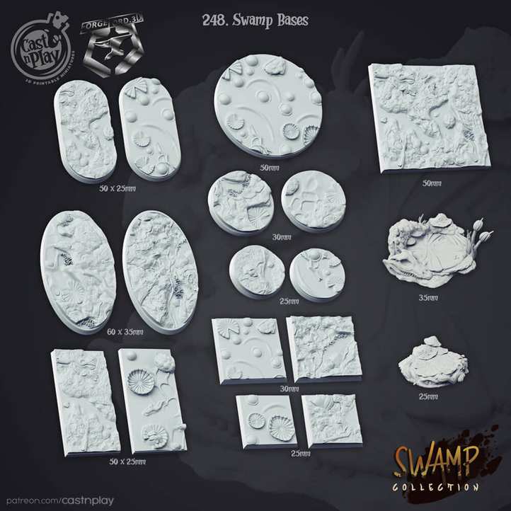 Swamp-Bases-CastNPlay-Swamp-Collection-base-texture-diorama-fantasy-tabletop-RPG-3D-miniatures