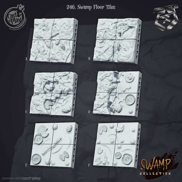 Swamp-Floor-Tiles-CastNPlay-Swamp-Collection-decor-fantasy-tabletop-RPG-3D-miniatures