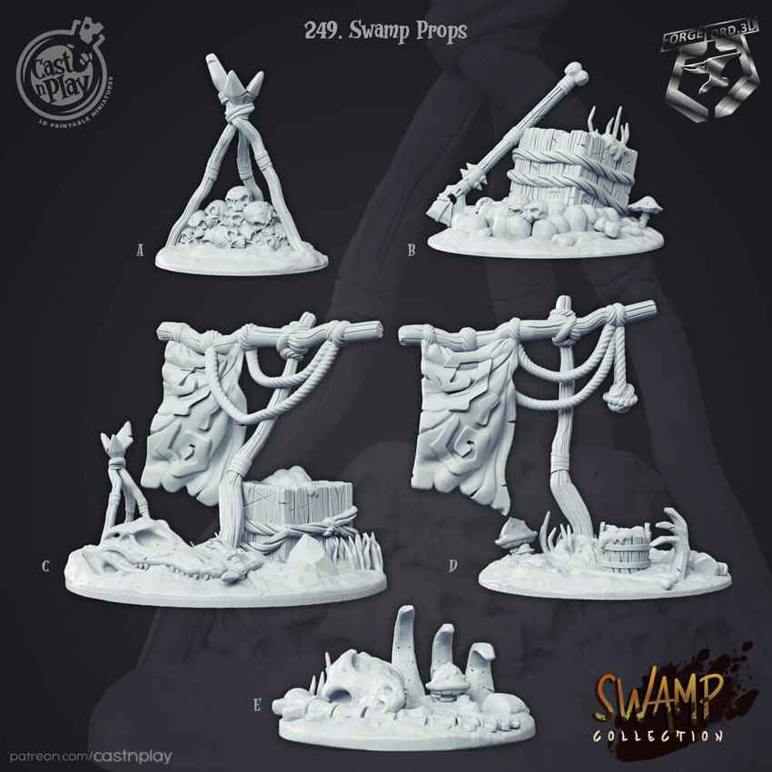Swamp-Props-CastNPlay-Swamp-Collection-decor-fantasy-tabletop-RPG-3D-miniatures
