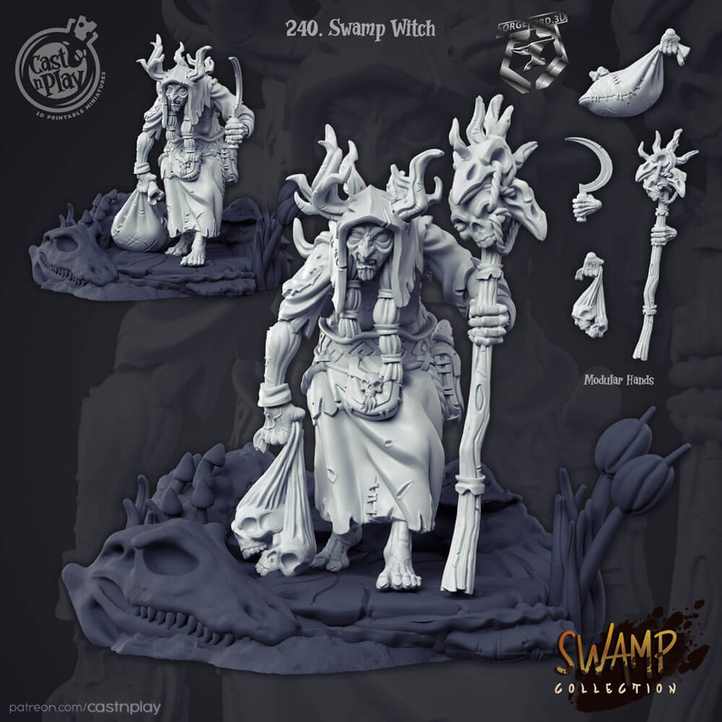 Swamp-Witch-CastNPlay-Swamp-Collection-figurines-fantasy-tabletop-RPG-3D-miniatures