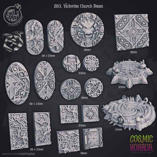 VictorianChurchBases-CastNPlay-Cosmic-Horror-Collection-base texture diorama-fantasy-tabletop-RPG-3D-miniatures