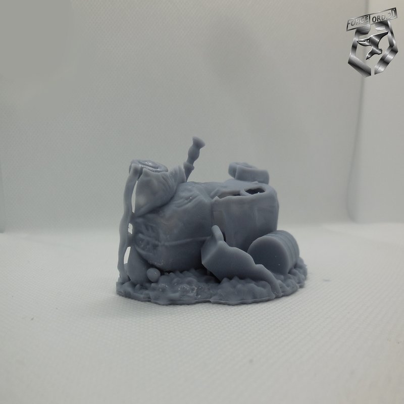 Baricade with Destroyed Car-Eskice-Miniature-WWII-historical-decor-3d-miniatures-tabletop-rpg