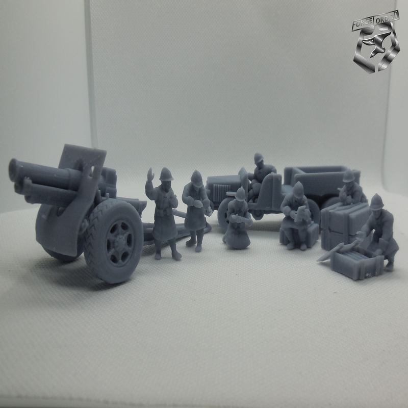 Canon 155mm Laffy Tractor and his French Servants-Eskice-Miniature-WWII-historical-figurine-3d-miniatures-tabletop-rpg