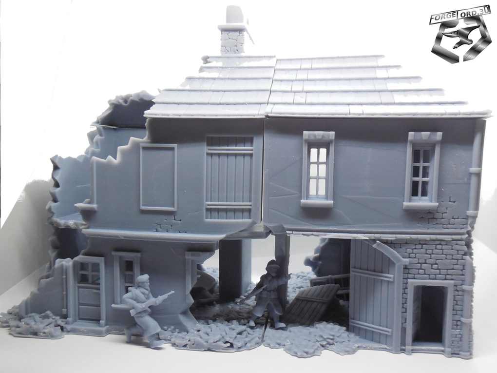 House destroyed-Eskice-Miniature-WWII-decor-historical-house destroyed-fantasy-3d-miniatures-tabletop-rpg