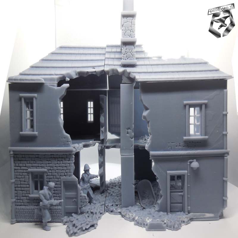 House destroyed-Eskice-Miniature-WWII-decor-historical-house destroyed-fantasy-3d-miniatures-tabletop-rpg