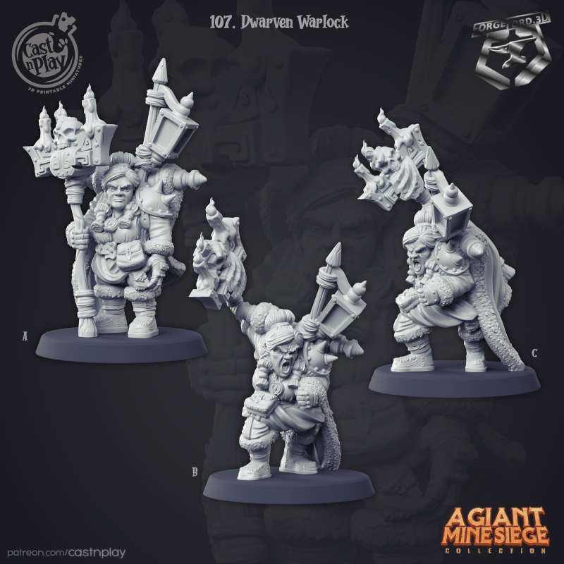 Dwarven-Warlock-3D-MINIATURES-CASTNPLAY- FANTASY-FIGURINE-dwarf-Giant-Mine-siege-COLLECTION
