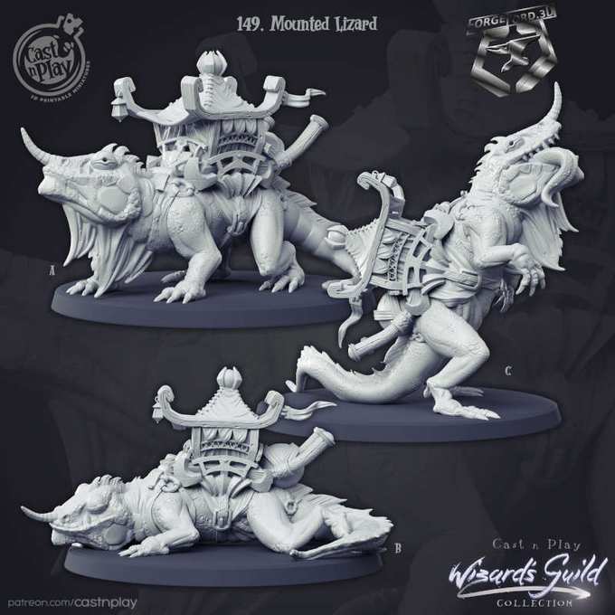 Mounted-Lizard-CastNPlay-Wizard's-Guild-Collection-fantasy-miniatures-tabletop-RPG