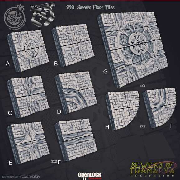 Sewers-Floor-Tiles-CastNPlay-sewers-tahmiaryaa-Collection-decor-fantasy-tabletop-RPG-3D-miniatures