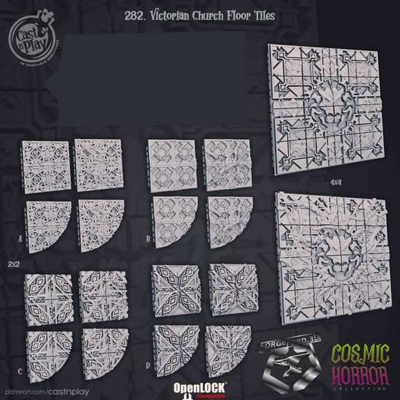 Victorian-Church-Floor-TilesFloor-Tiles-CastNPlay-cosmic-horror-Collection-decor-fantasy-tabletop-RPG-3D-miniatures