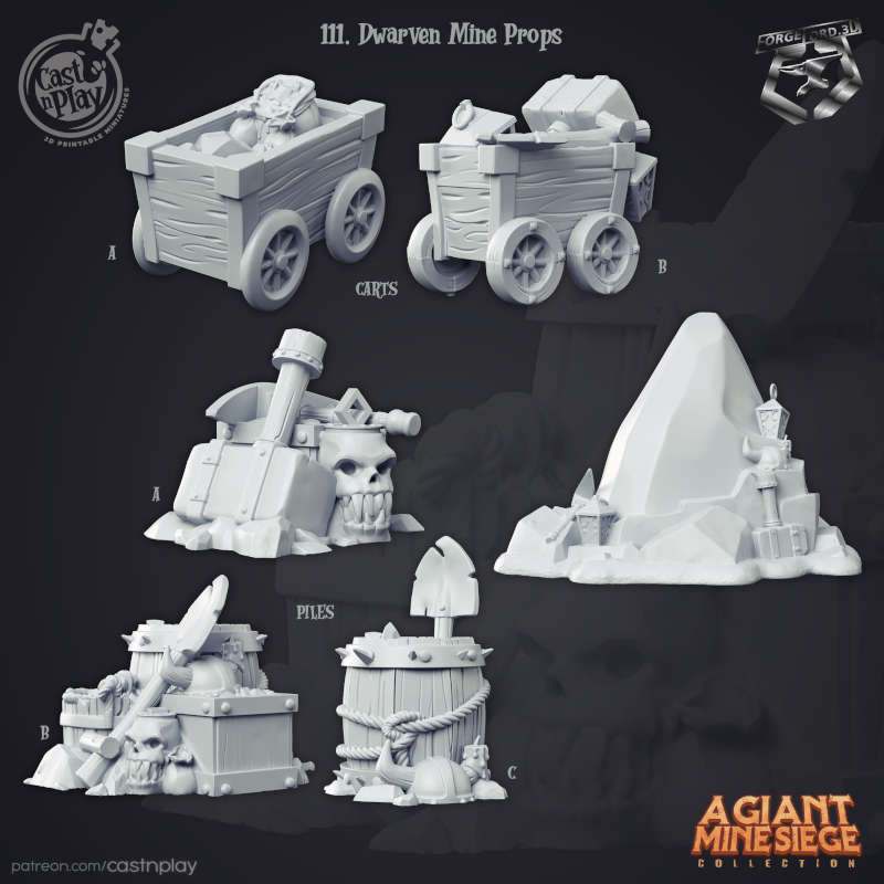 Dwarve-Mine-Props-CastNPlay-giant-mine-siege-Collection-decor-fantasy-tabletop-RPG-3D-miniatures