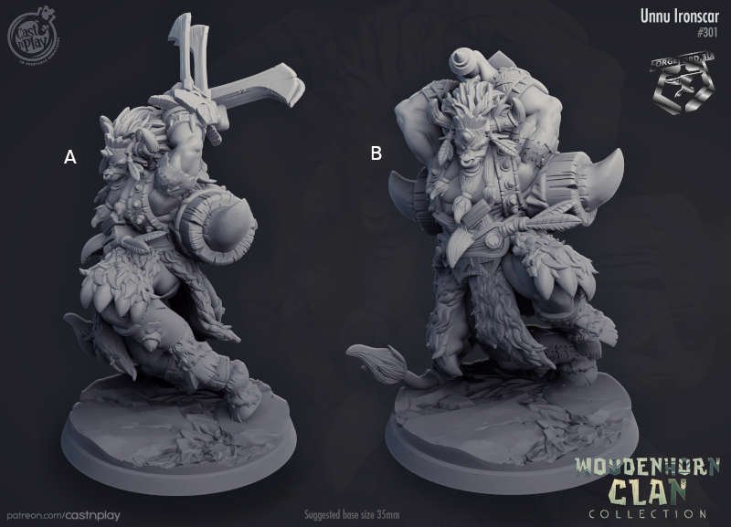 Unnu-Ironscar-CastNPlay-woodenhorn-clan-Collection-fantasy-miniatures-tabletop-RPG-hero