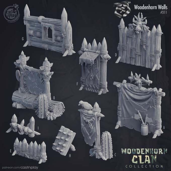 woodenhorn-Walls-CastNPlay-woodenhorn-clan-Collection-decor-fantasy-tabletop-RPG-3D-miniatures