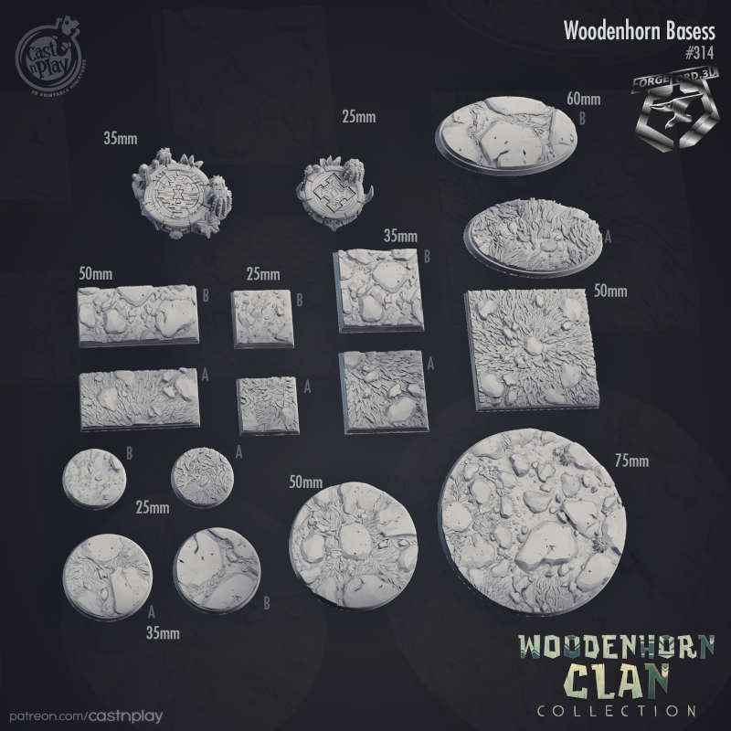 Woodenhorn-Bases-CastNPlay-woodenhorn-clan-Collection-base-texture-diorama-fantasy-tabletop-RPG-3D-miniatures