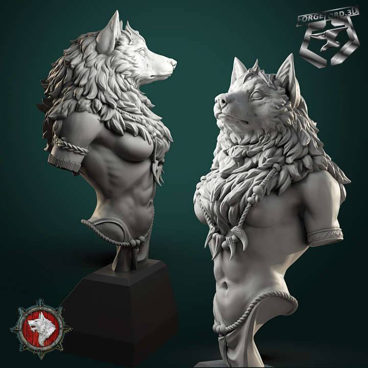 Oleana-the-Werewolf-Queen-bust-75mm-figurines-fantasy-tabletop-RPG-3D-miniatures-white-werewolf-tavern