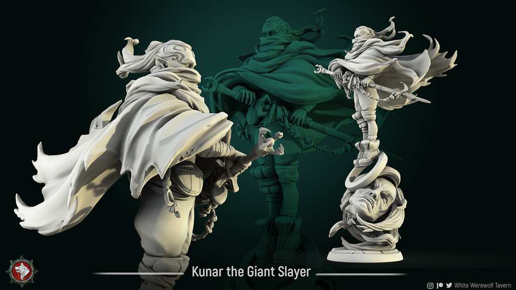 Kunar-statue-75mm-figurines-fantasy-tabletop-RPG-3D-miniatures-white-werewolf-tavern