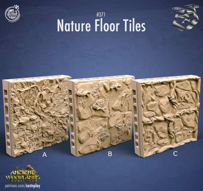 Nature-Floor-Tiles-CastNPlay-ancient-woodlands-Collection-fantasy-miniatures-tabletop-RPG