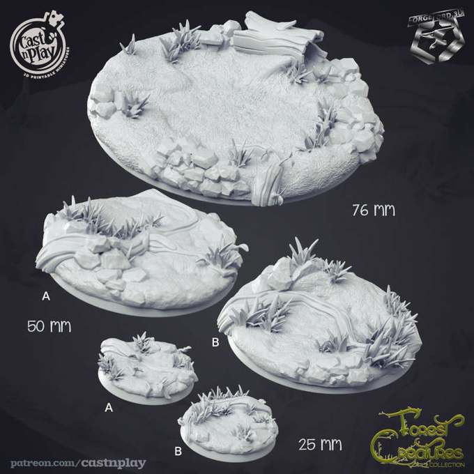 forest-Creature-Bases-CastNPlay-Collection-base-texture-diorama-fantasy-tabletop-RPG-3D-miniatures