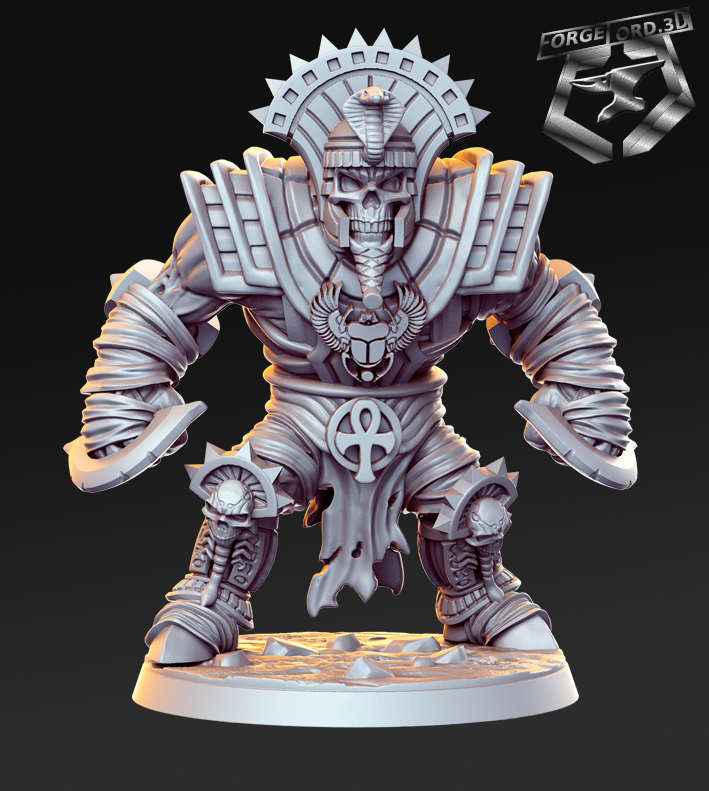 Mummy-pharao-with-knuckleblades-RN-Estudio-the-sands-of-time-collection-figurines-fantasy-tabletop-RPG-3D-miniatures