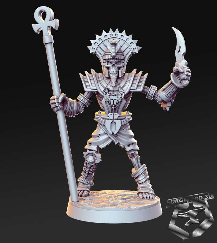 Mummy-with-dagger-and-staff-of-life-RN-Estudio-the-sands-of-time-collection-figurines-fantasy-tabletop-RPG-3D-miniatures