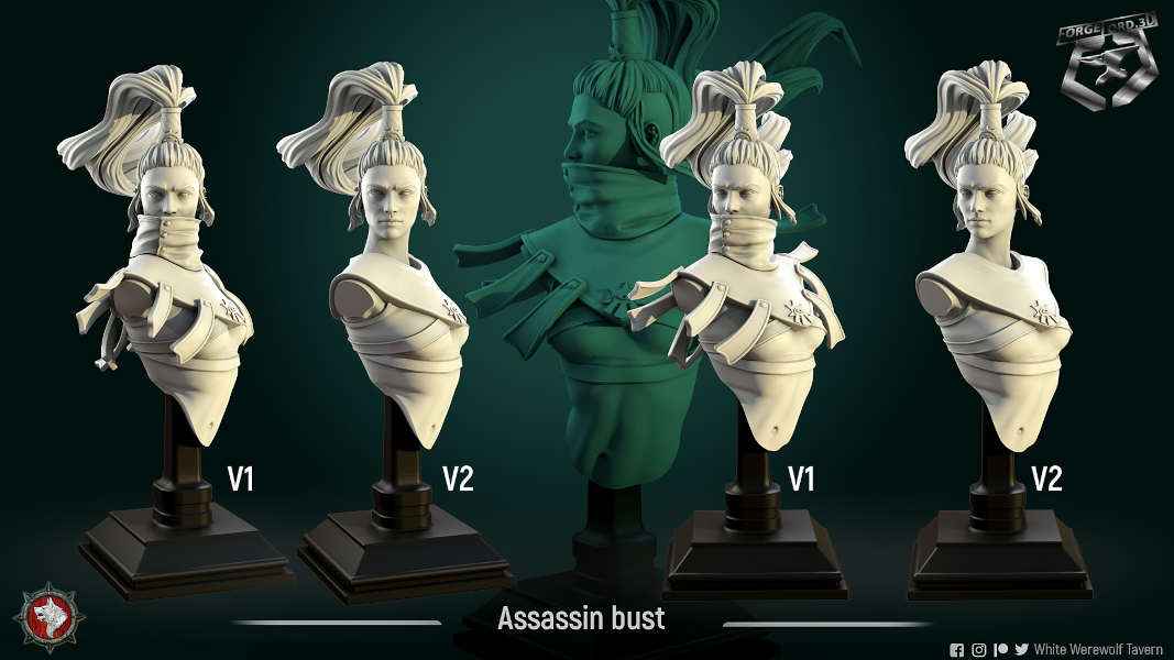 assassin-bust-75mm-figurines-fantasy-tabletop-RPG-3D-miniatures-white-werewolf-tavern