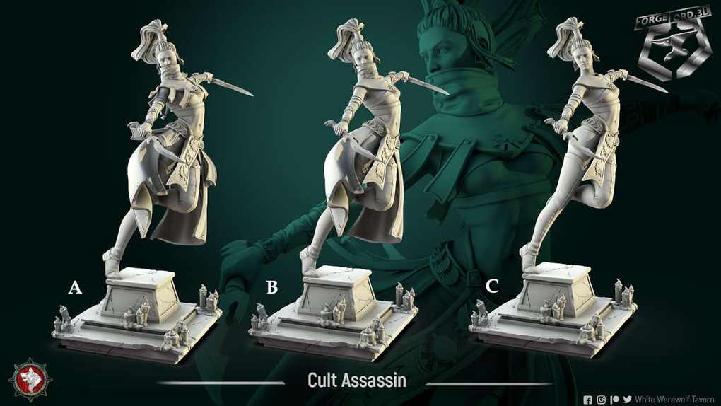 Cult-Assassin-75mm-statue-fantasy-tabletop-RPG-3D-miniatures-white-werewolf-tavern
