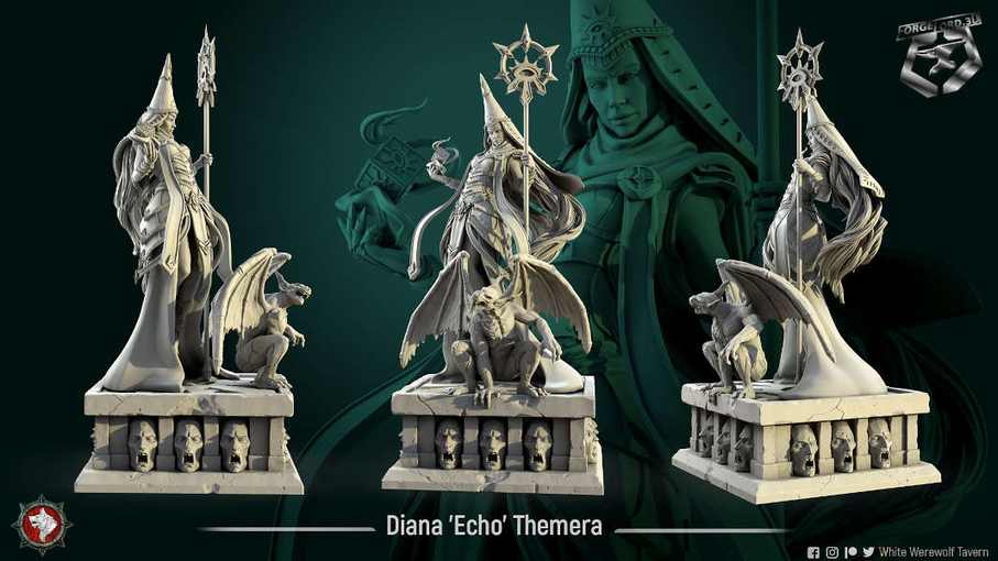 Diana-Echo-Themera-32mm-figurines-fantasy-tabletop-RPG-3D-miniatures-white-werewolf-tavern