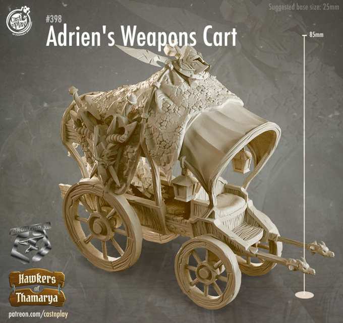 Adriens-Cart-CastNPlay-Hawkers-of-Thamarya-Collection--fantasy-tabletop-RPG-3D-miniatures