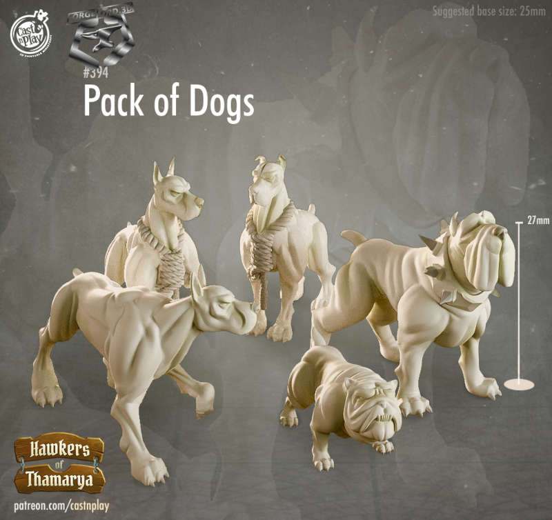 DogsPack-CastNPlay-Hawkers-of-Thamarya-Collection--fantasy-tabletop-RPG-3D-miniatures