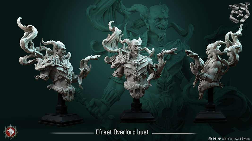 Efreet-Overlord-bust-75mm-figurines-fantasy-tabletop-RPG-3D-miniatures-white-werewolf-tavern