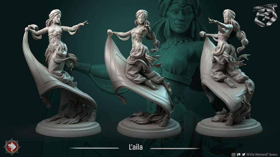 Laila-75mm-statue-fantasy-tabletop-RPG-3D-miniatures-white-werewolf-tavern