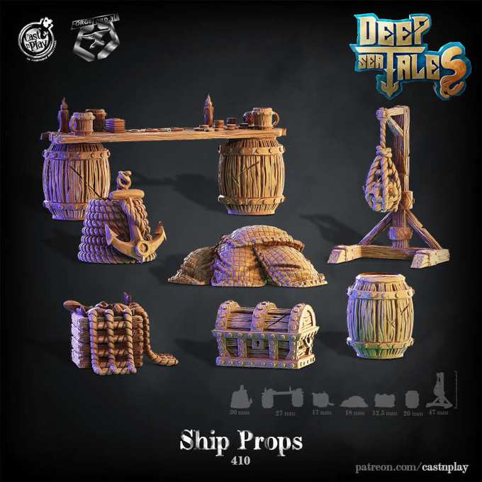 Ship-Props-CastNPlay-deep-ser-tales-Collection--fantasy-tabletop-RPG-3D-miniatures