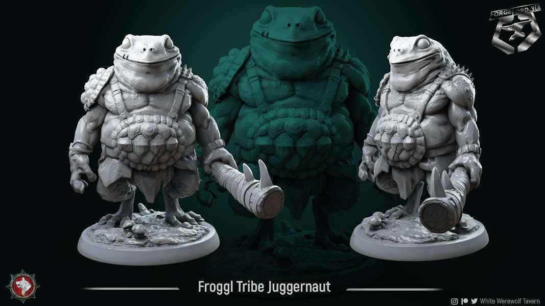 Froggl-Tribe-Juggernaut-32mm-figurines-fantasy-tabletop-RPG-3D-miniatures-white-werewolf-tavern