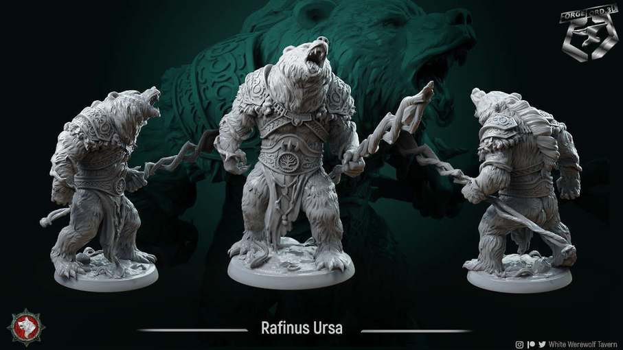 Rafinus-Ursa-32mm-figurines-fantasy-tabletop-RPG-3D-miniatures-white-werewolf-tavern