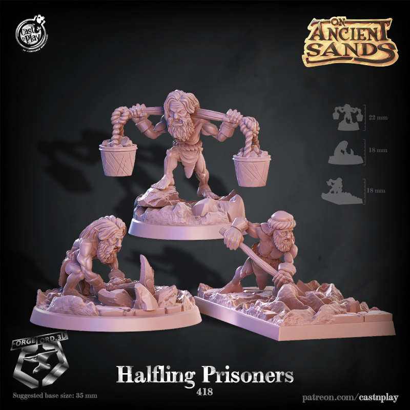 halfling-Prisoners-CastNPlay-Ancient sands-Collection--fantasy-tabletop-RPG-3D-miniatures