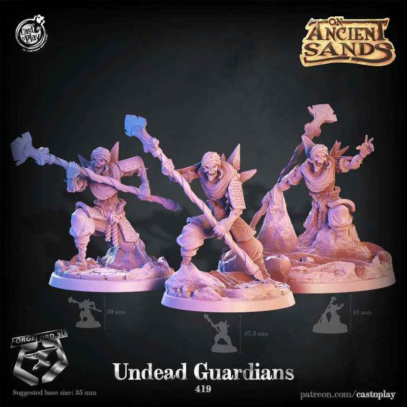 Undead-Guardians-CastNPlay-Ancient sands-Collection--fantasy-tabletop-RPG-3D-miniatures