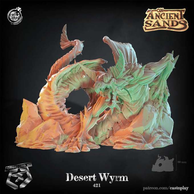Desert-Wyrm-CastNPlay-Ancient sands-Collection--fantasy-tabletop-RPG-3D-miniatures