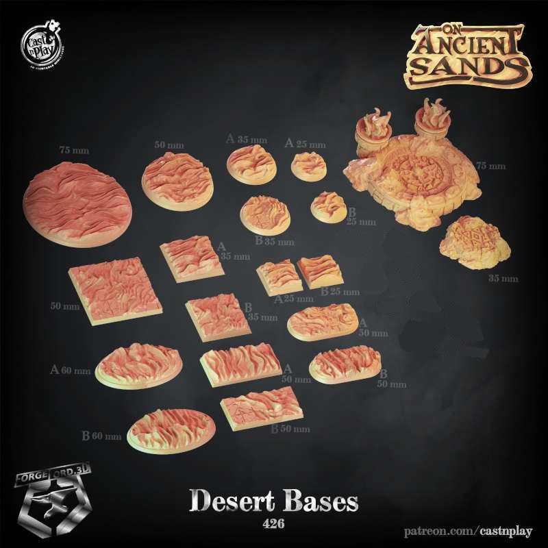 Desert-Bases-CastNPlay-ancient-sands-Collection-base-texture-diorama-fantasy-tabletop-RPG-3D-miniatures
