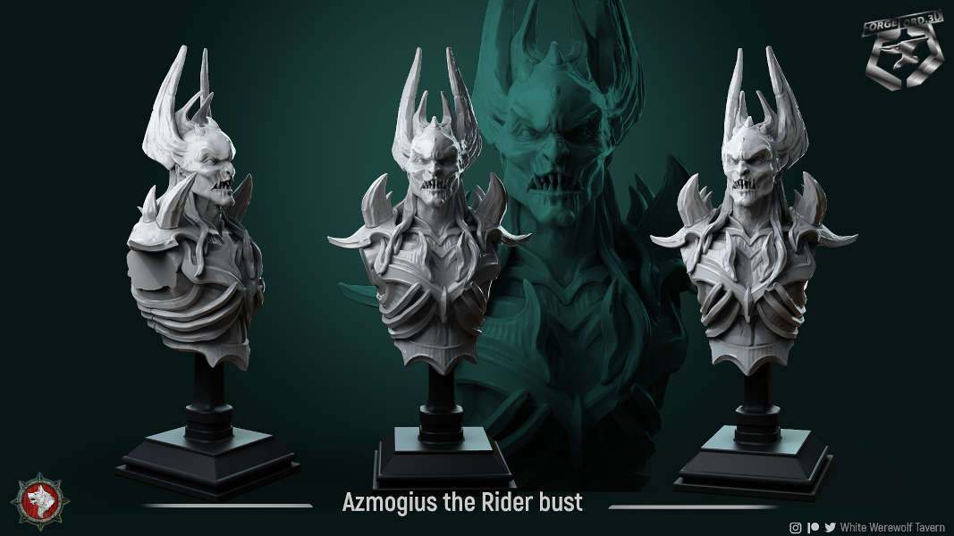 Azmogius-the-Rider-bust-75mm-figurines-fantasy-tabletop-RPG-3D-miniatures-white-werewolf-tavern