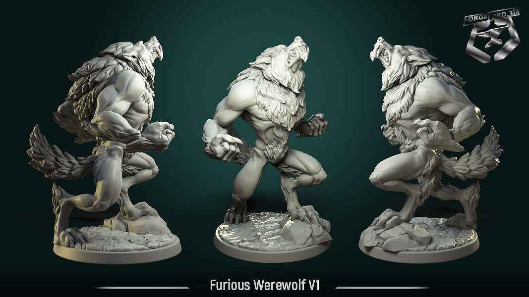 Furious-Werewolf-32mm-figurines-fantasy-tabletop-RPG-3D-miniatures-white-werewolf-tavern