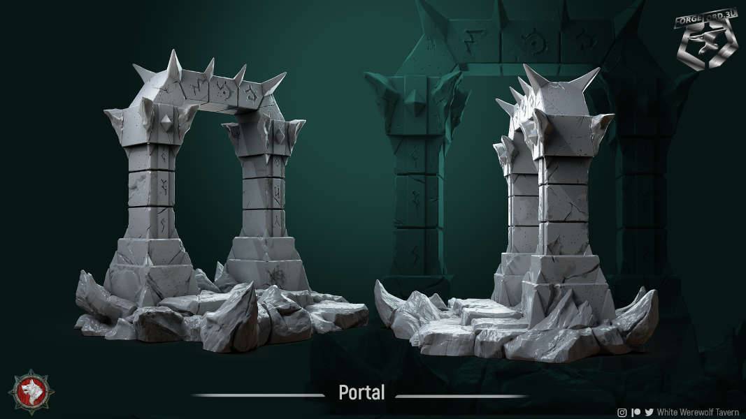 Portal-75mm-base-figurines-fantasy-tabletop-RPG-3D-miniatures-white-werewolf-tavern